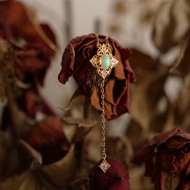 Olivenorma Vintage Petals Opal 14k Gold Necklace - image 4