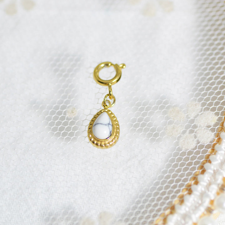 Olivenorma Geometric Round Or Water Drop Crystal Gold Pendant Necklace - White Turquoise - Necklace #5 - image 25