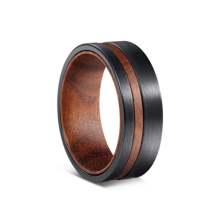 Olivenorma 8mm Whiskey Barrel Wood Tungsten Carbide Ring - 13 - image 0