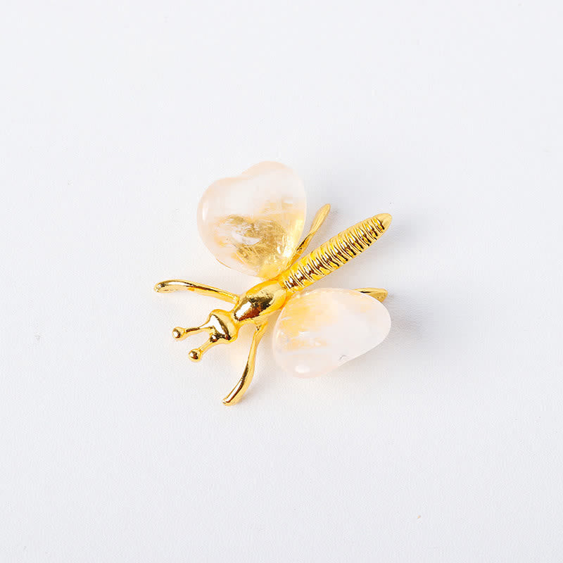 Olivenorma Natural Crystal Agate Dragonfly Gemstone Decoration - Clear Crystal - image 1