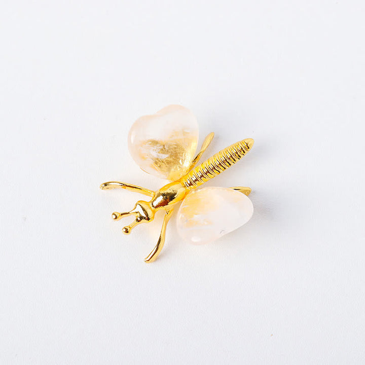 Olivenorma Natural Crystal Agate Dragonfly Gemstone Decoration - Clear Crystal - image 1