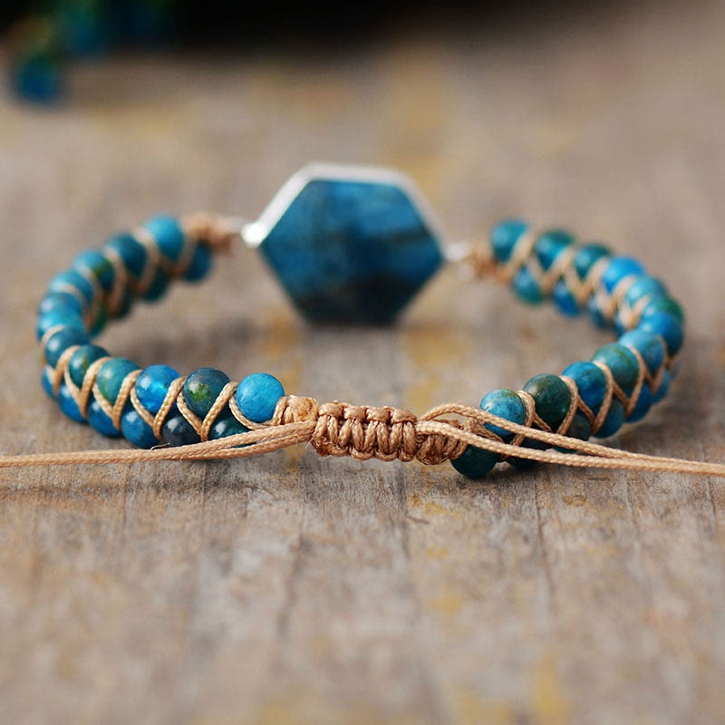 Olivenorma Hexagon Aquamarine Rhodochrosite Wrap Bracelet - image 2