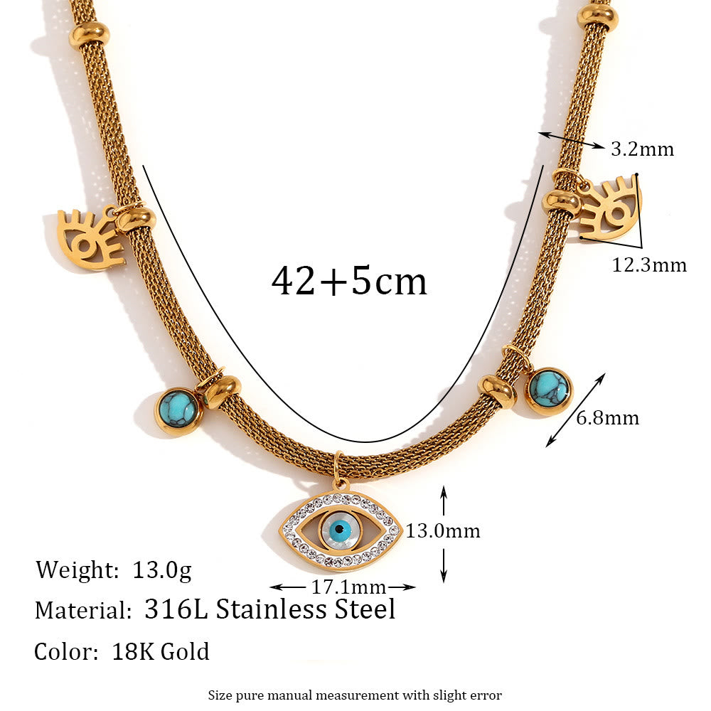 Olivenorma Turquoise White Zircon Evil Eye Thick Chain Necklace - image 5