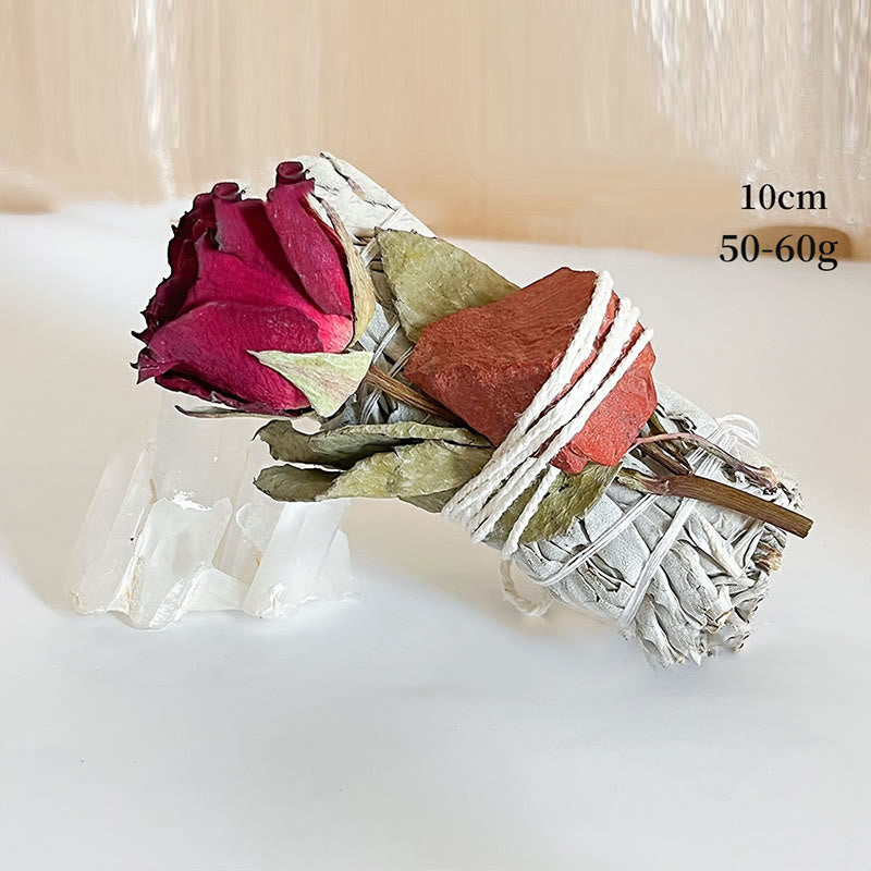 Olivenorma Natural Crystal Plant Rose Dried Flowers White Sage - Red Rose&Red Jasper - image 5