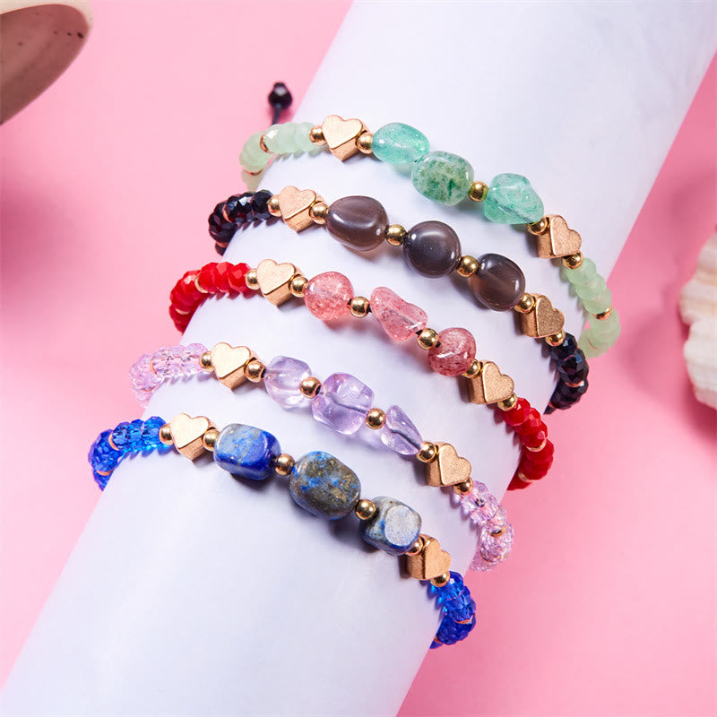 Olivenorma Irregular Natural Gravel Love Beaded Braided Bracelet - image 0