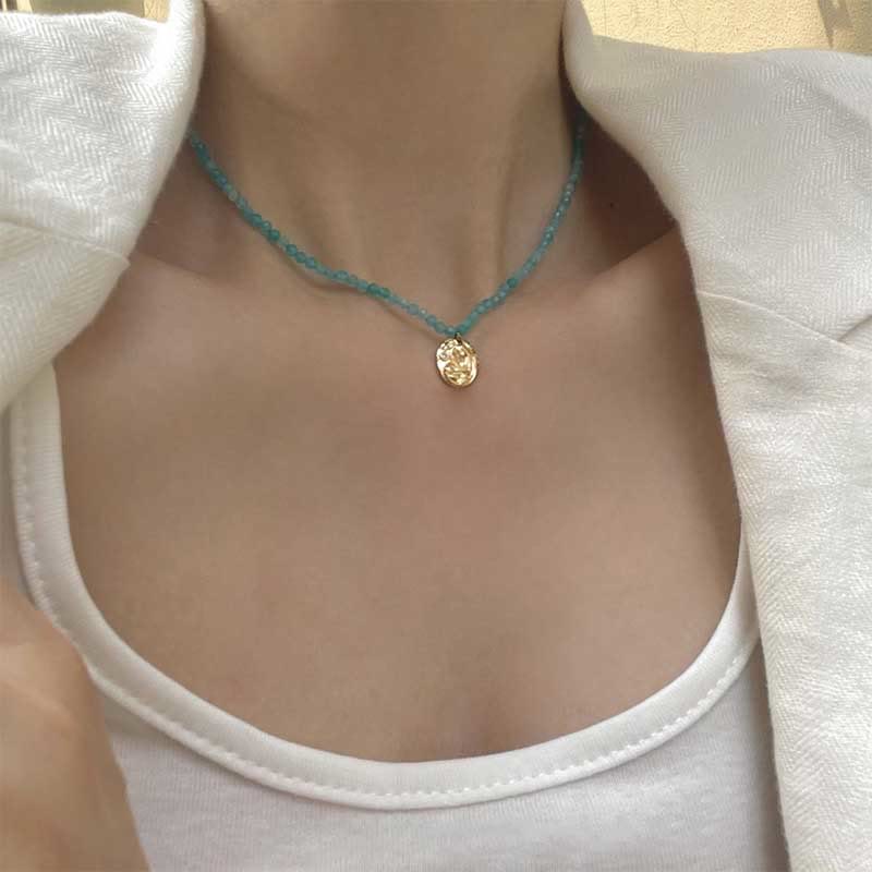 Olivenorma Natural Crystal Metal Plate Pendant Necklace - image 22