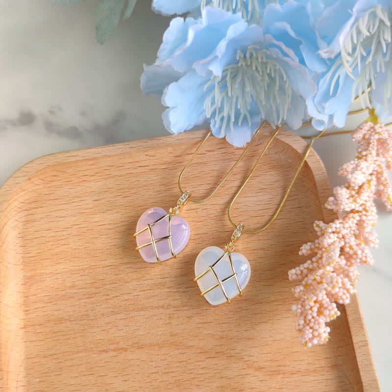 Olivenorma Heart Shape Natural Crystal Gemstone Necklace - image 22