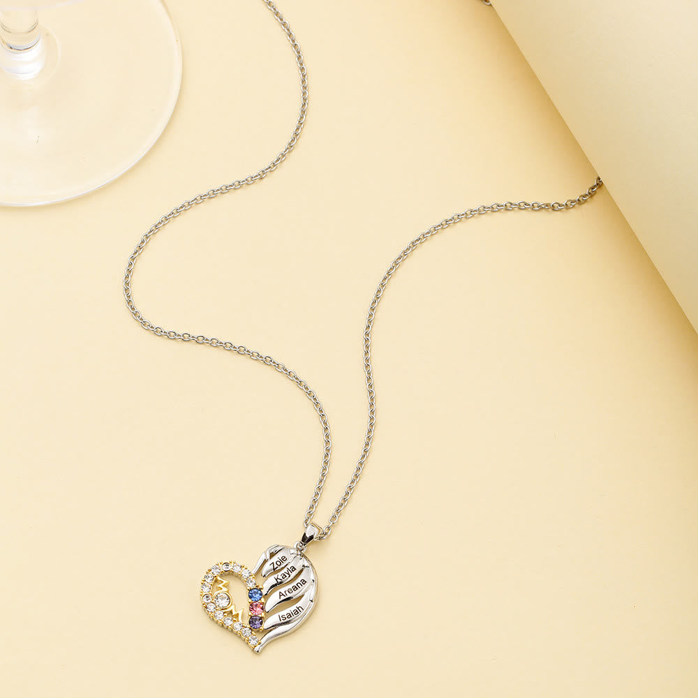 Olivenorma Mothers Birthstones Half Diamond Heart Necklace - image 5
