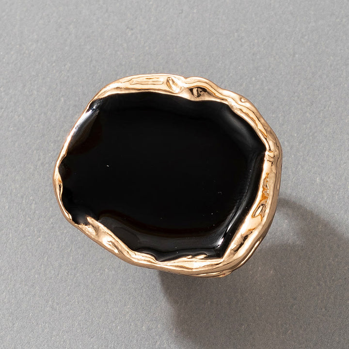 Olivenorma Exaggerated Irregular Gold Edged Resin Glue Ring - image 4