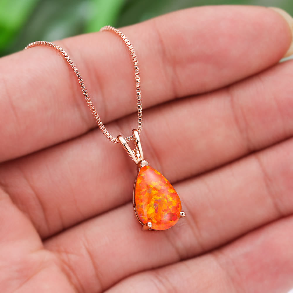 Olivenorma Synthetic Opal Water Drop Pendant Simple Necklace - image 8