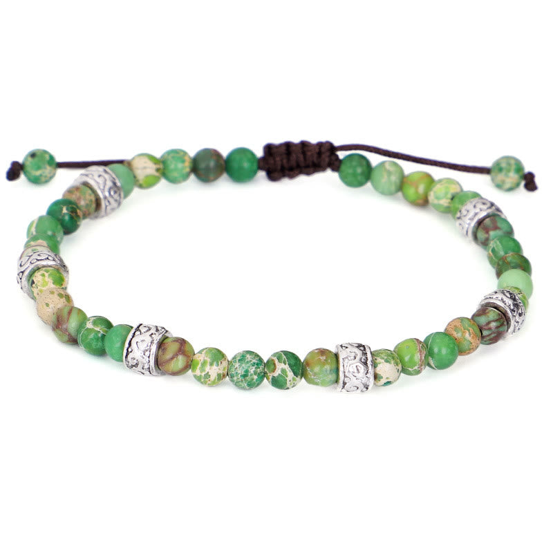 Olivenorma Natural Multicolor Imperial Stone Beaded Braided Bracelet - Green Emperor Stone - image 11