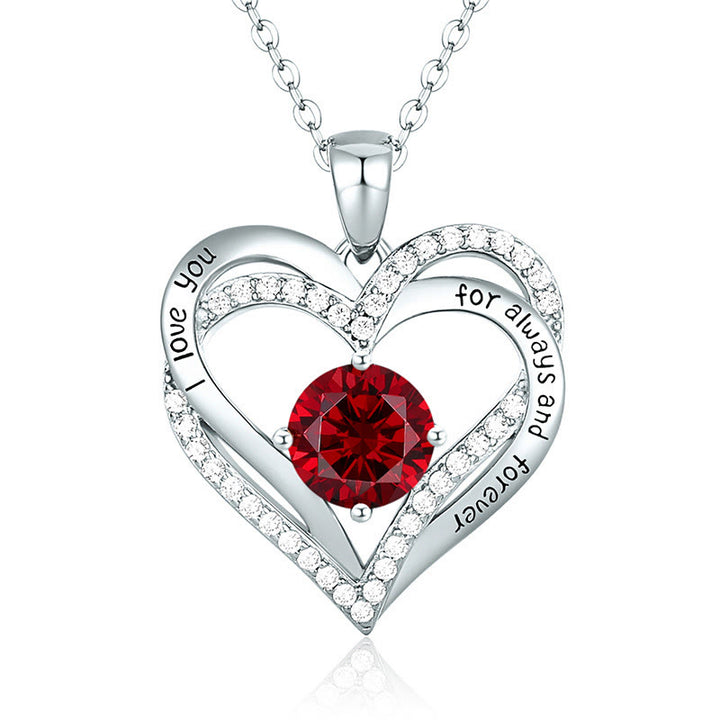 Olivenorma "I love you for always and forever" - Birtshtone Heart Necklace - Silver - July - image 21
