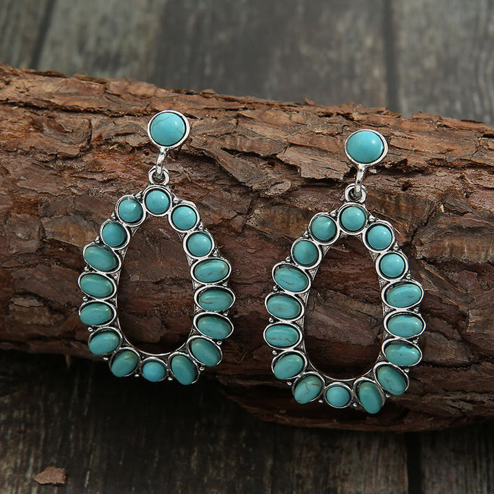 Olivenorma Waterdrop Cutout Set Turquoise Stud Bohemia Earrings - image 2