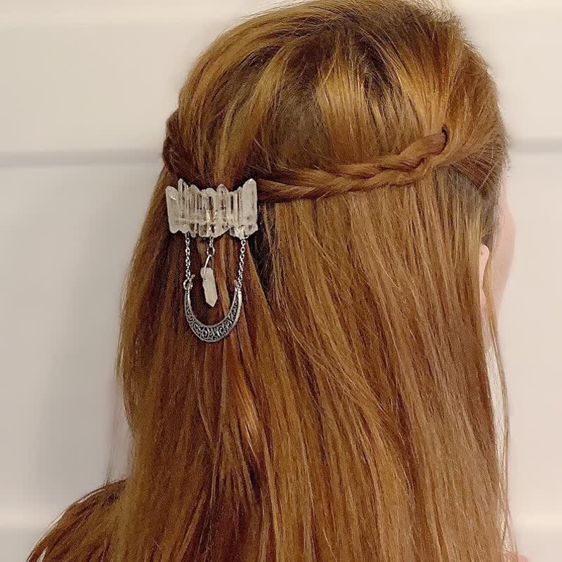 Olivenorma Clear Crystal Cresent Moon Hairpin - Clear Crystal - image 0