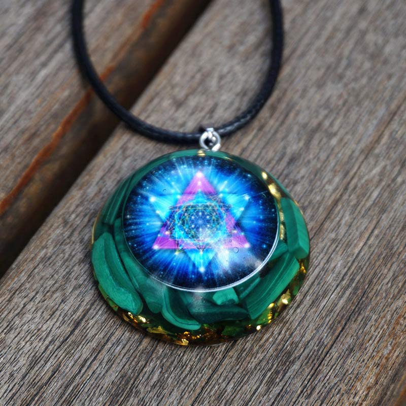 Olivenorma Malachite Metatron's Cube Reki Necklace - image 5