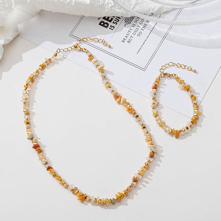 Olivenorma Natural Citrine Beaded Amethyst Gravel Necklace Bracelet - image 0