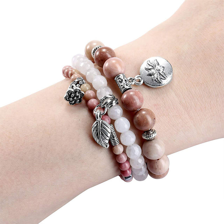 Olivenorma Rhodochrosite Lotus Symbol 3 - Piece Bracelet - image 1