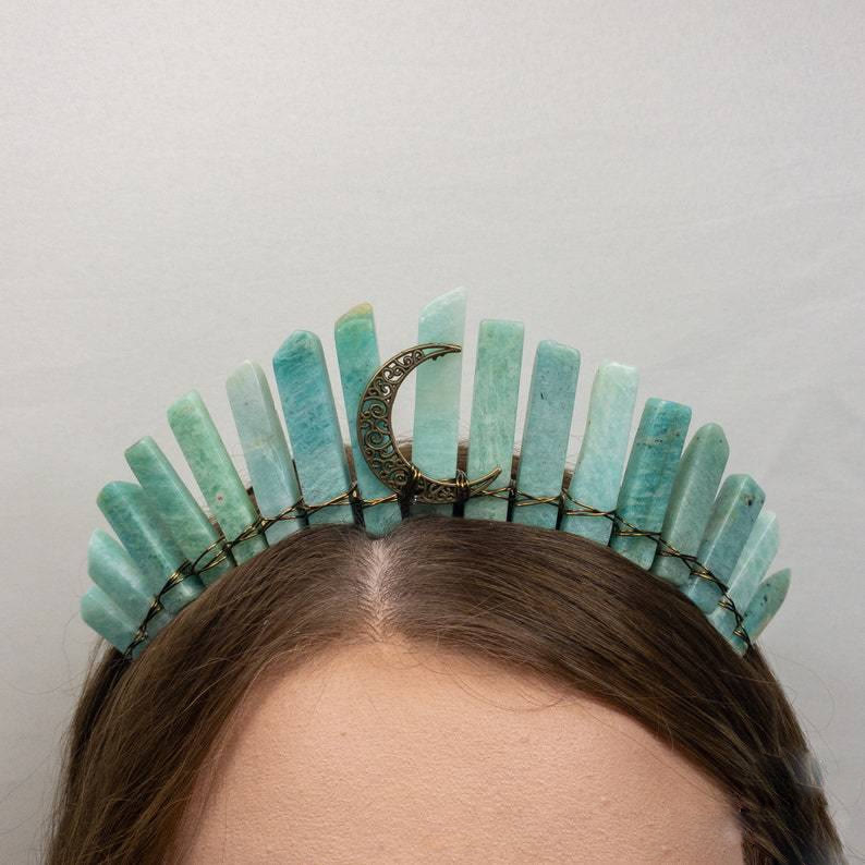 Olivenorma Natural Amazonite Labradorite Hair Accessory Headband Crystal Crown - image 1