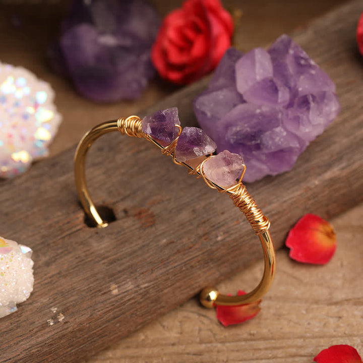 Olivenorma  Vintage Raw Crystal Gemstone Bracelet - Amethyst - image 5
