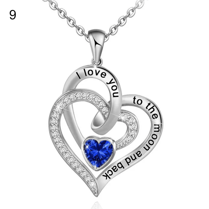 Olivenorma Hearts and Hearts Birthstone Necklace - Silver - September - image 24