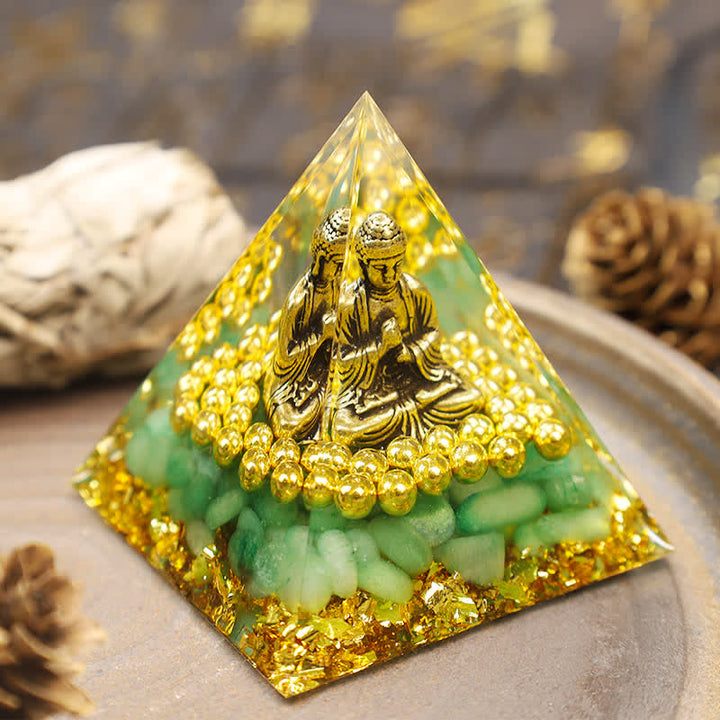 Olivenorma Green Aventurine With Buddha Orgone Pyramid - image 3