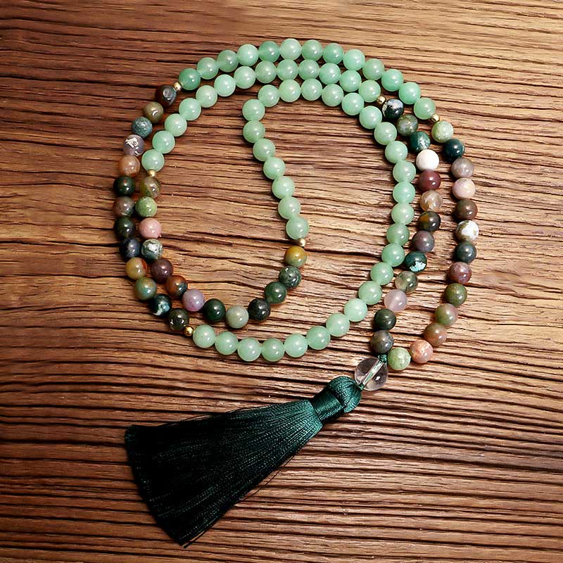 Olivenorma Green Aventurine Indian Agate Necklace Bracelet Mala - Green Aventurine&Indian Agate - image 0