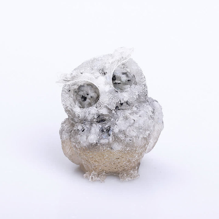 Olivenorma Natural Crystal Resin Owl Gemstone Decoration - Moonstone - image 20