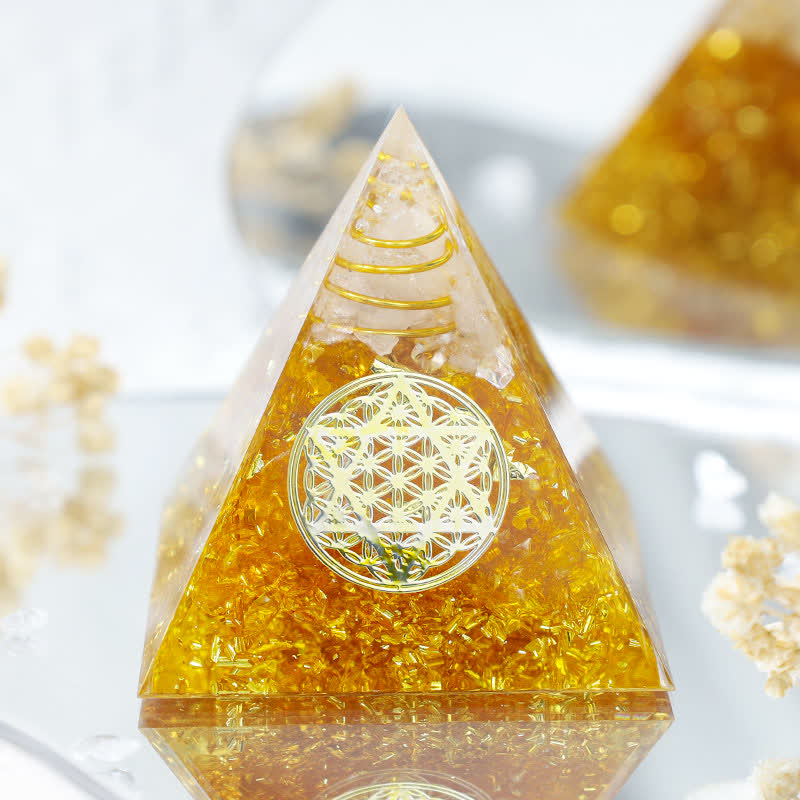 Olivenorma Citrine Wealth Metatron's Cube Orgone Pyramid - image 1