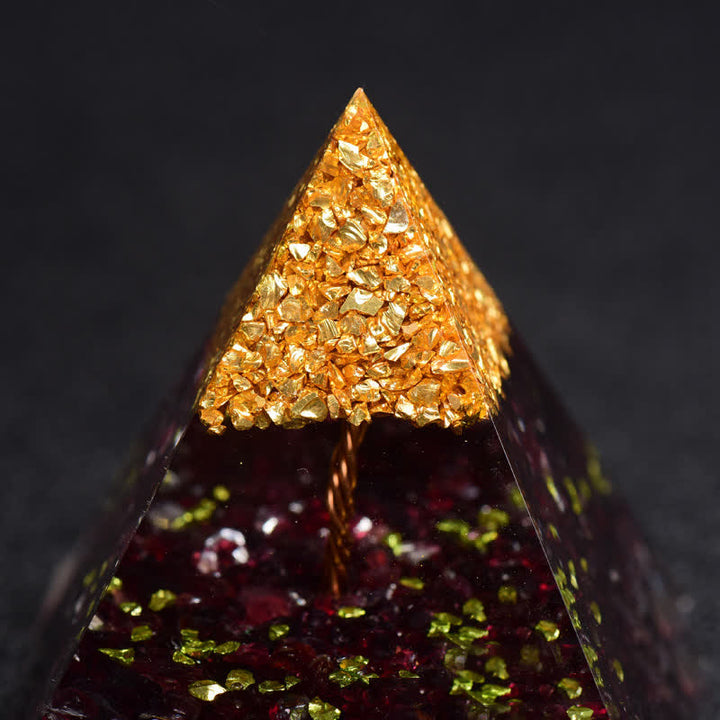 Olivenorma Garnet Metal Granules Tree Of Life Orgone Pyramid - image 3