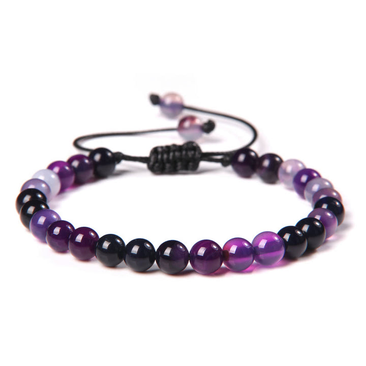 Olivenorma Natural 6mm Stone Beads Braided Wrap Bracelet - Purple Agate - image 7