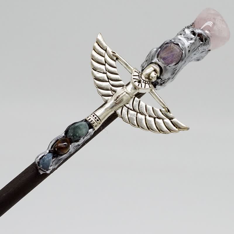 Olivenorma Witch Angel Natural Crystal Wands - Rose Quartz - Silver - image 7