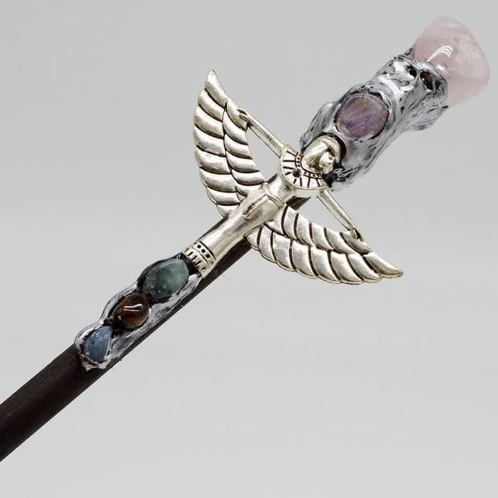 Olivenorma Witch Angel Natural Crystal Wands - Rose Quartz - Silver - image 7
