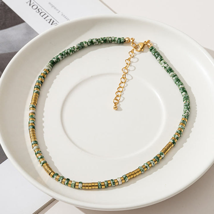 Olivenorma Emerald Moss Agate Stacking Beaded Necklace - image 1