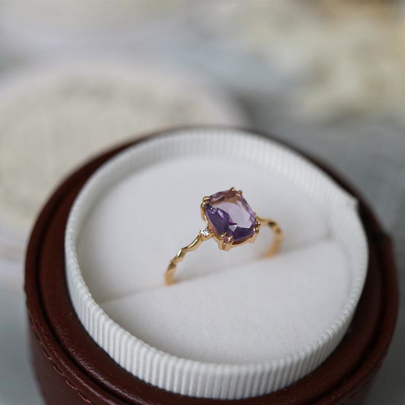 Olivenorma Amethyst Sugar Cube Wave Design Ring - image 6