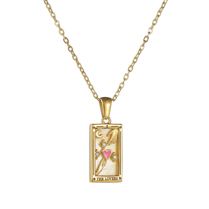 Olivenorma "Sun Lovers Star Moon" Tarot Cards Sign Necklace - THE LOVERS - Rose Gold - image 4