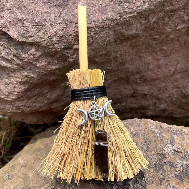 Olivenorma Mini Magic Broom Moon Star Crystal Ornamet - Smoky Quartz - image 5