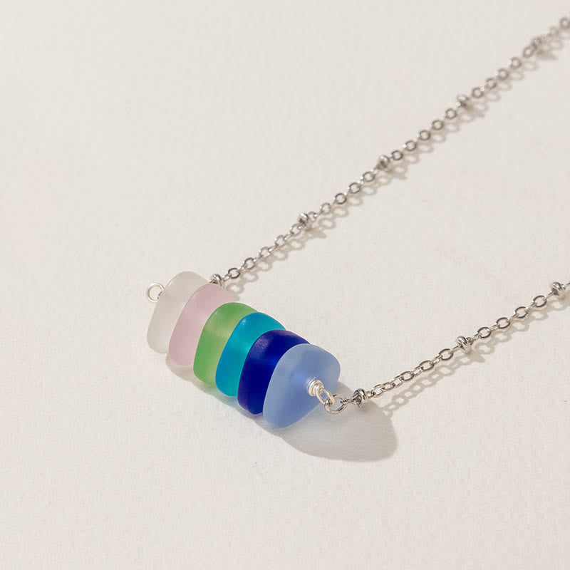 Olivenorma Colorful Sea Glass Geometric Design Necklace - Sea Glass - image 0