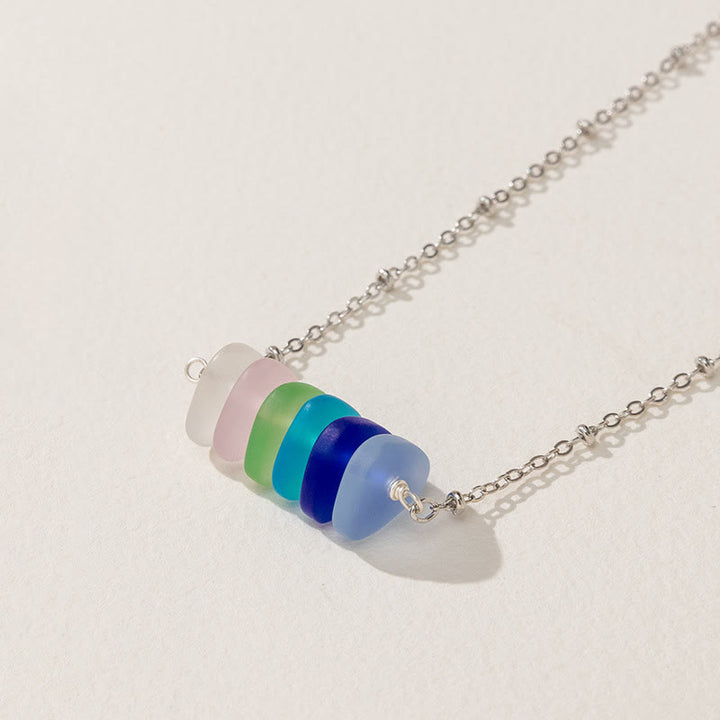 Olivenorma Colorful Sea Glass Geometric Design Necklace - Sea Glass - image 0