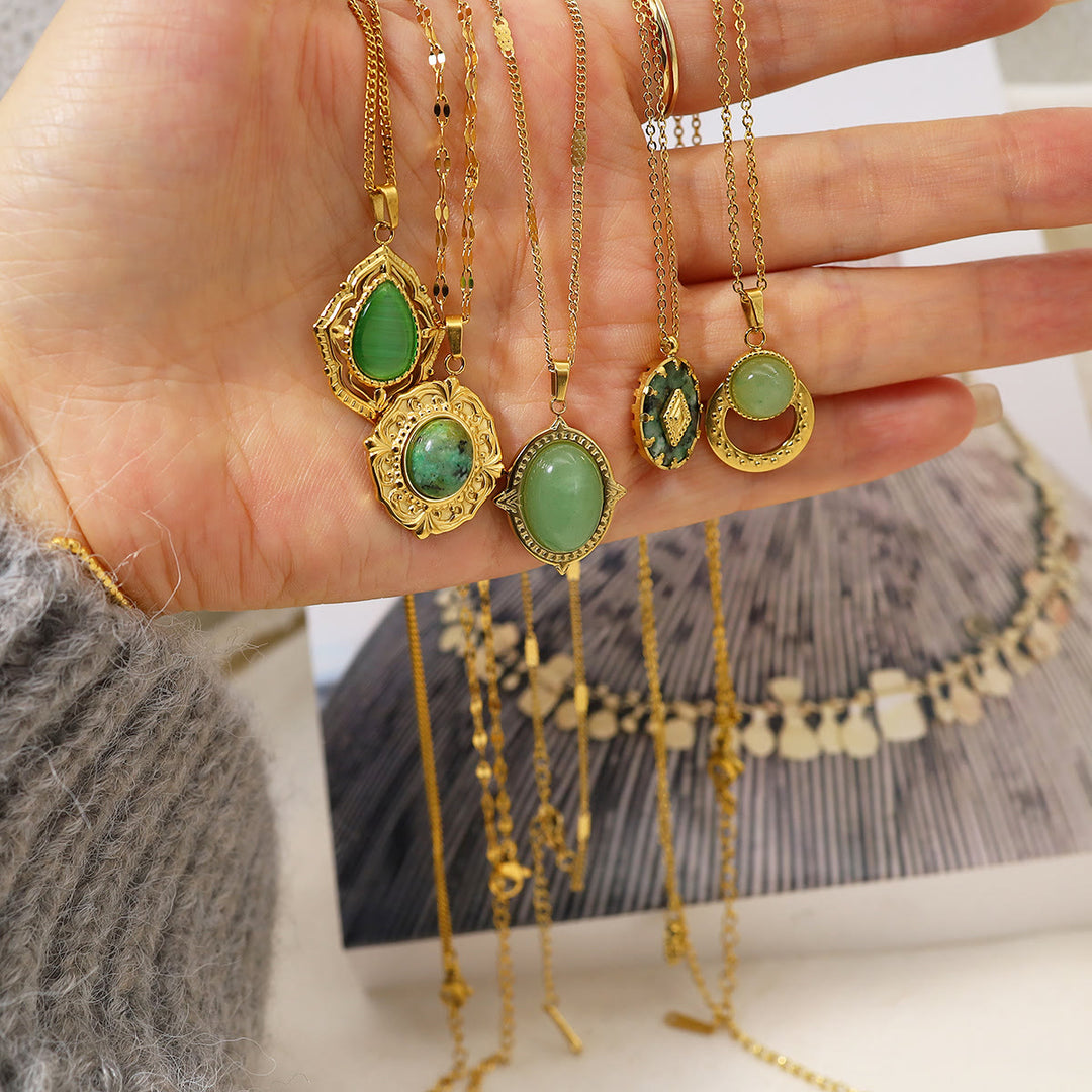 Olivenorma Oval African Turquoise Green Pendant Necklace - image 15