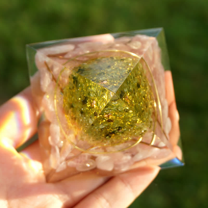 Olivenorma Rose Quartz Peridot Tree Of Life Orgone Pyramid - image 3