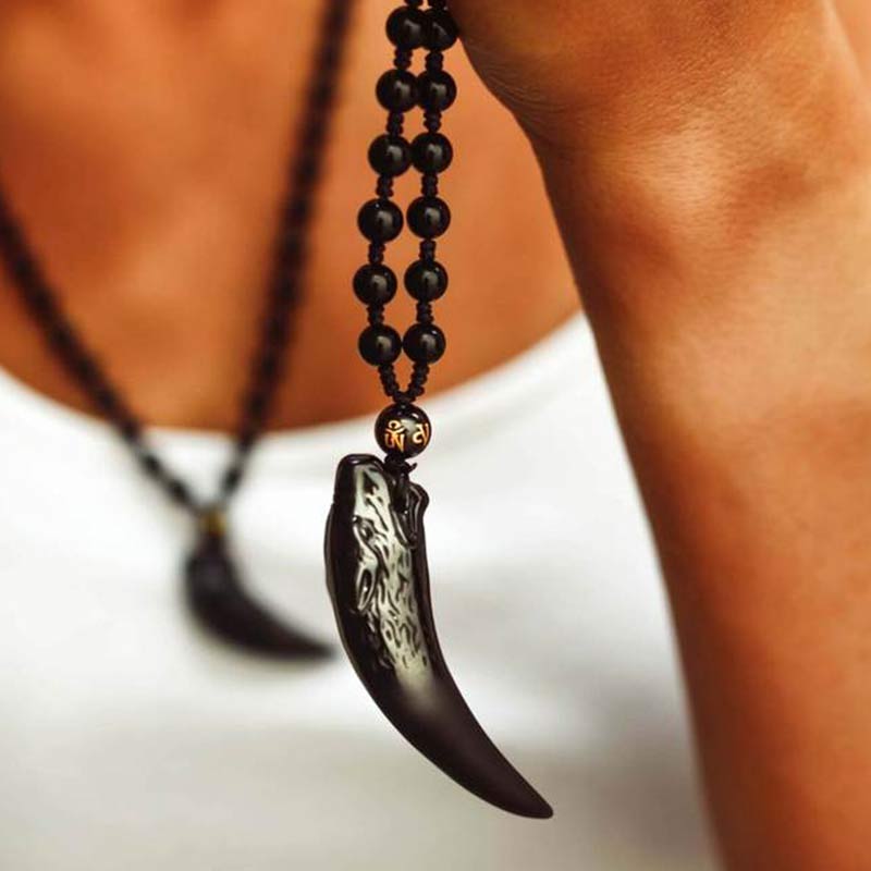 Ice Obsidian Wolf Necklace - image 1