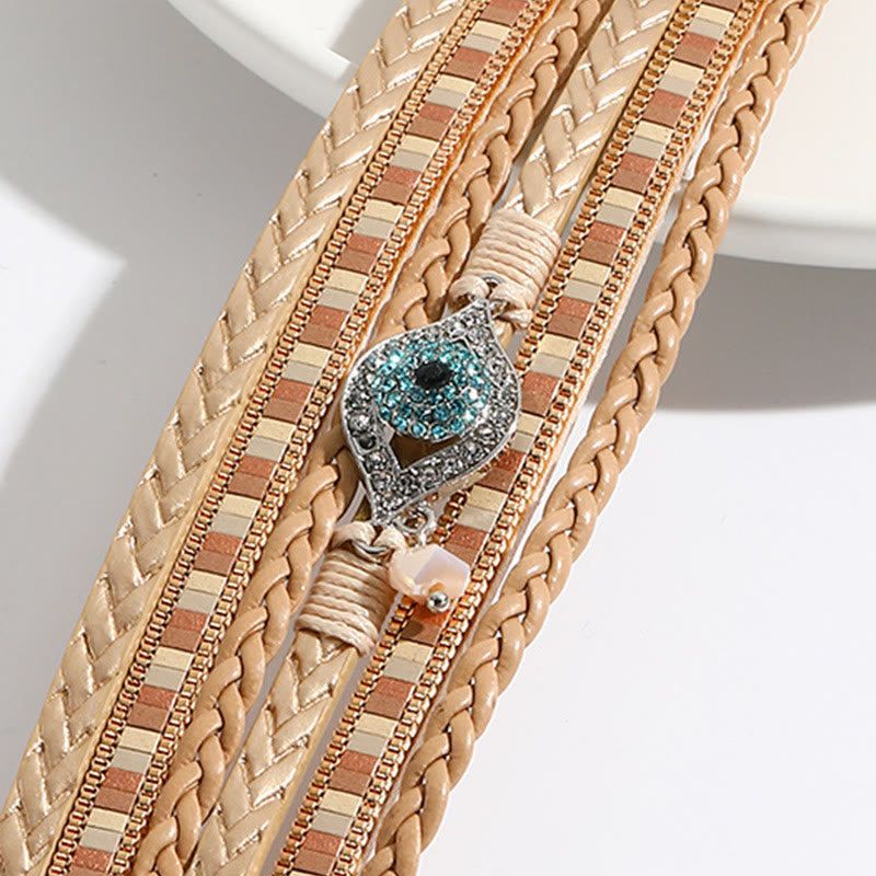 Olivenorma White Zircon Paraiba Tourmaline Evil Eye Bracelet - image 2