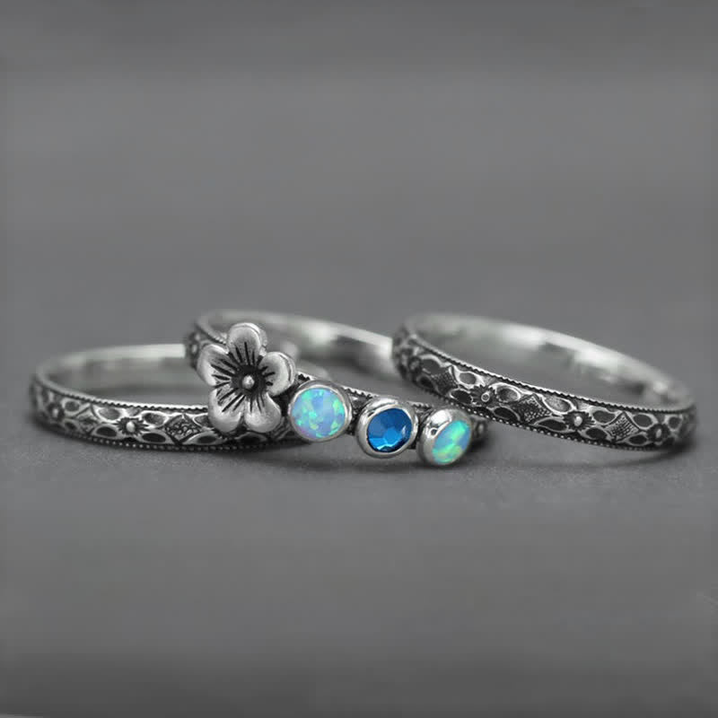 Olivenorma Personalized and Engraved Flower Birthstones Ring - image 2