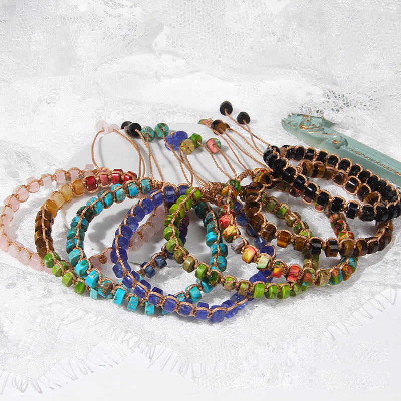 Olivenorma Natural Stone Wheel Bead Woven Bracelet - image 0