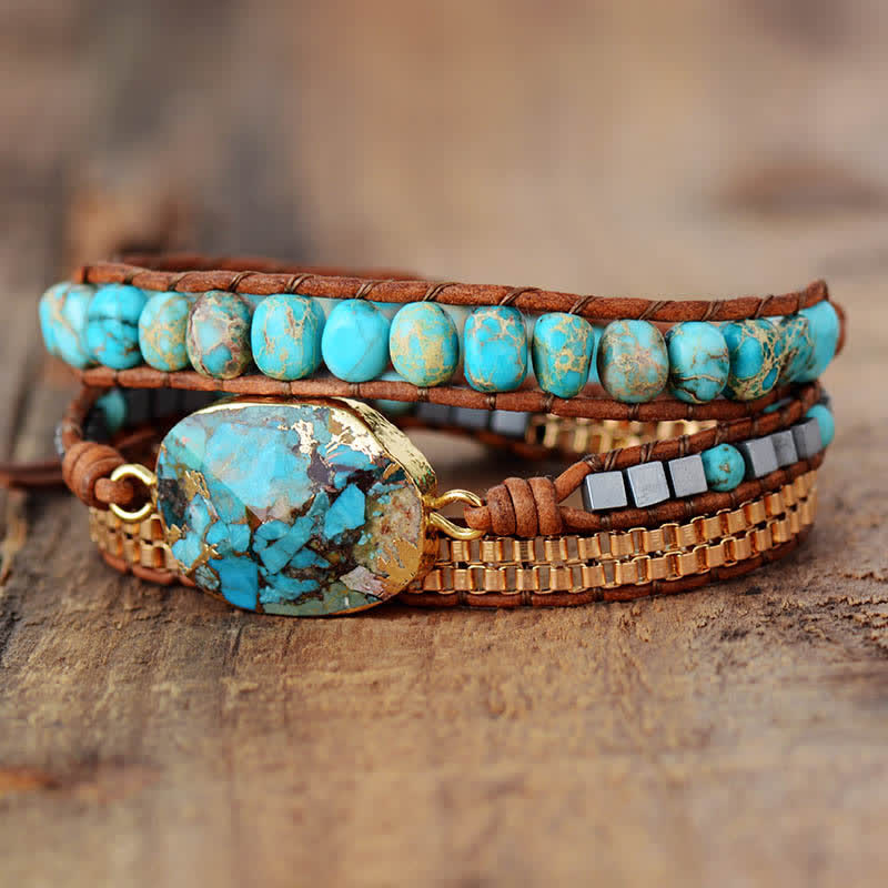 Olivenorma Turquoise Three - layer Winding Braided Bracelet - image 2
