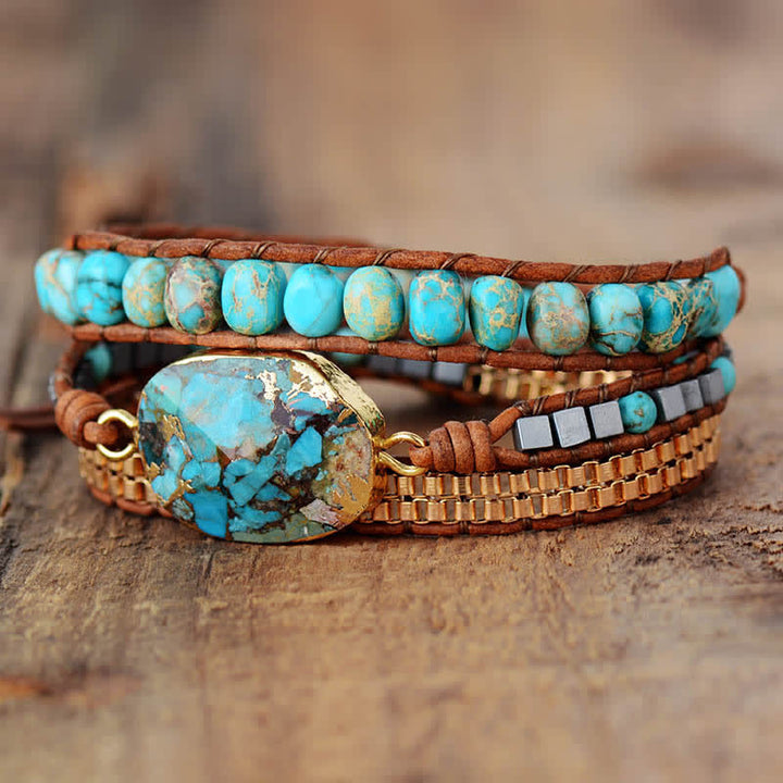 Olivenorma Turquoise Three - layer Winding Braided Bracelet - image 2