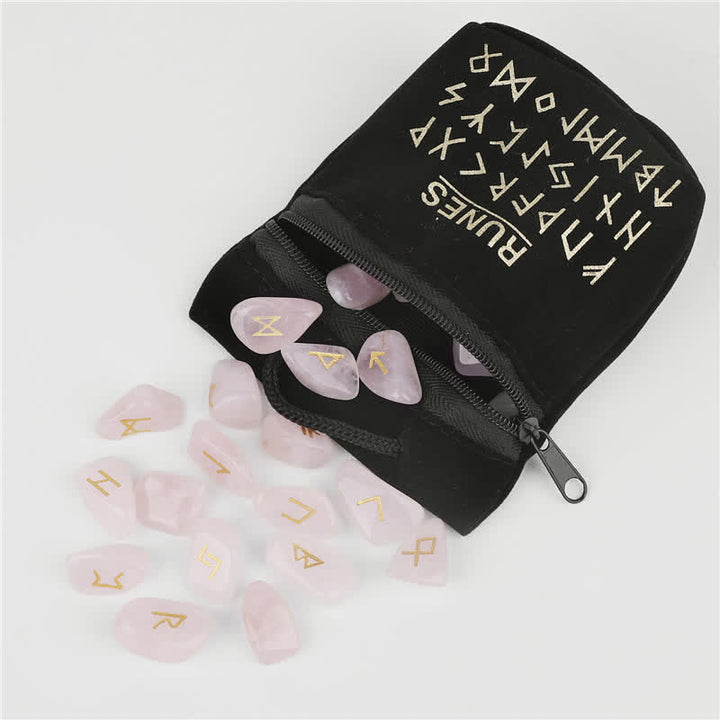 Olivenorma Rune Alphabet Carved Graphic Stone Balance Gemstone Decoration - Rose Quartz - image 30