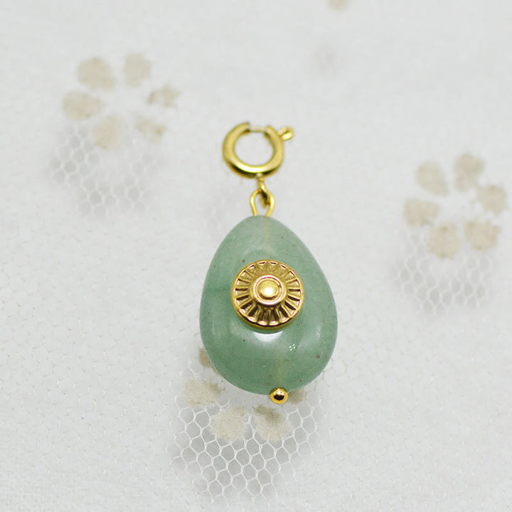 Olivenorma Geometric Round Or Water Drop Crystal Gold Pendant Necklace - Green Aventurine & Round - Necklace #5 - image 16