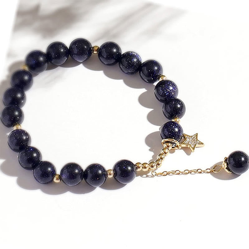 Olivenorma "Wealth and Lucky" - Sandstone Shiny Crystal Bracelet - Blue Sandstone - image 5