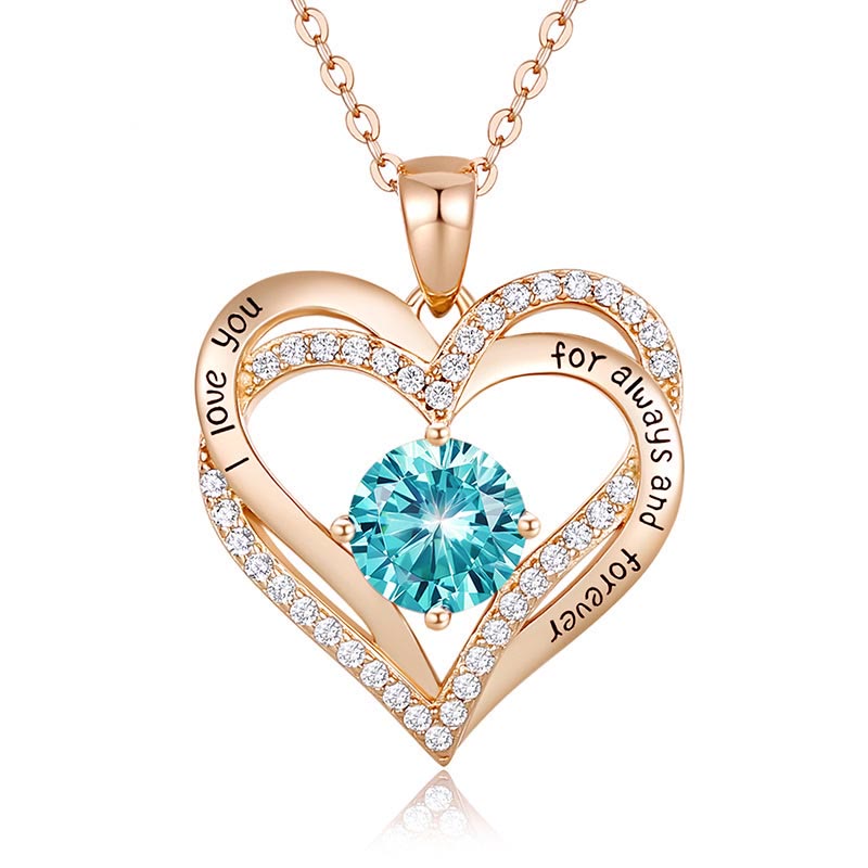 Olivenorma "I love you for always and forever" - Birtshtone Heart Necklace - Rosegold - December - image 14